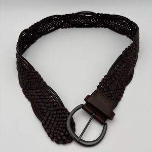 Banana Republic Woven Wide Braided Leather Belt - Brown - Size Small